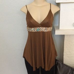 🦋 Shine New York Brown Spaghetti Strap Blouse